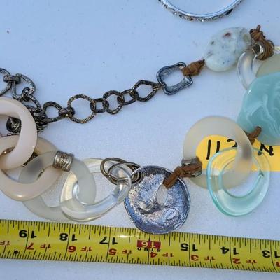 Glass and Jewlry Lot and Belts including Bubble Apple Paper-Weight