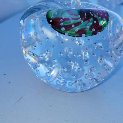 Glass and Jewlry Lot and Belts including Bubble Apple Paper-Weight