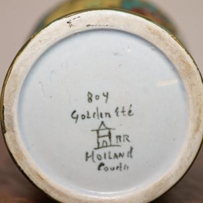 GOUDA POTTERY -VASE W/ PARROT DECORATION