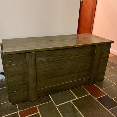 Vintage Toy Box Wood Storage Trunk