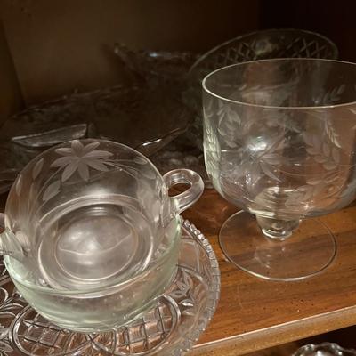 Big Lot Cut Glass Serving Ware