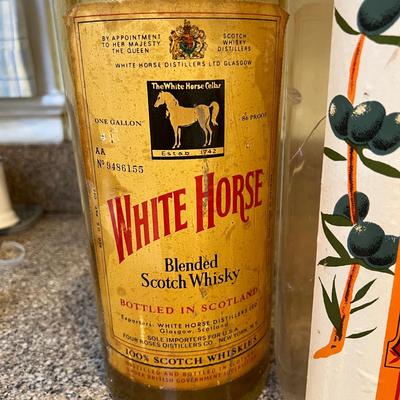 2 Vintage Bottle Banks - White Horse Glass, Gordons Plastic