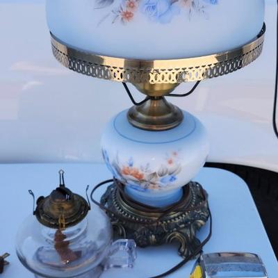 Vintage hand-painted hurricaine lamp.