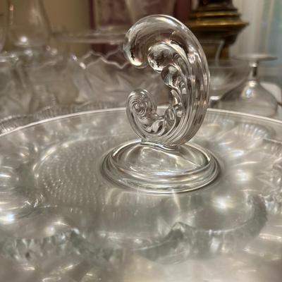 Big Lot Etched Glass Serving Ware, Glasses, Vases