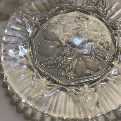 Big Lot Etched Glass Serving Ware, Glasses, Vases