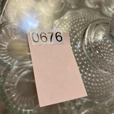 Big Lot Etched Glass Serving Ware, Glasses, Vases
