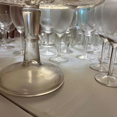 Big Lot Etched Glass Serving Ware, Glasses, Vases