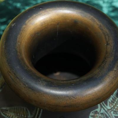 NORSE POTTERY VASE - FERN PATTERN WITH BRONZE UNDERTONE.