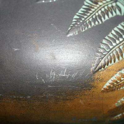 NORSE POTTERY VASE - FERN PATTERN WITH BRONZE UNDERTONE.