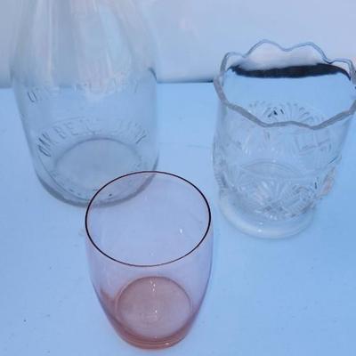 Glass lot, including ball mason jar and beer glasses