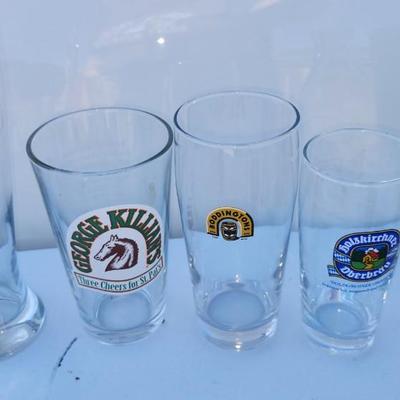 Glass lot, including ball mason jar and beer glasses