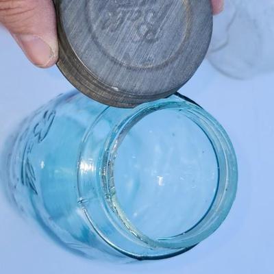 Glass lot, including ball mason jar and beer glasses