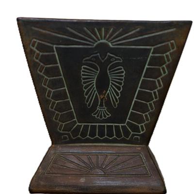 NORSE POTTERY TRIANGLE SHAPED FERNER W/ CERAMIC WHITE INSERT