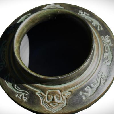 NORSE POTTERY TRI FOOTED BOWL W/ MAN O WIND DECOR.