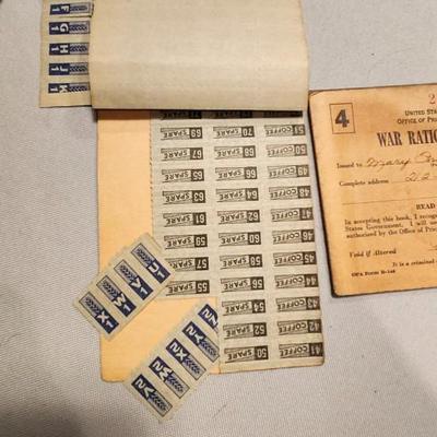 Three War Ration Book Four with Stamps.