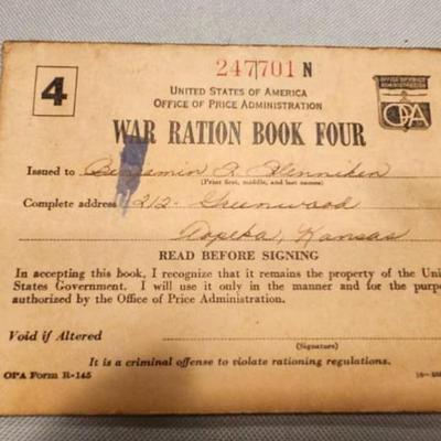 Three War Ration Book Four with Stamps.