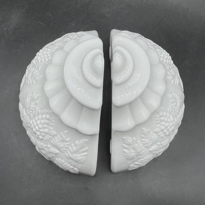 Pair of Westmoreland Wall Sconces Milk Glass with grape bunch decorations