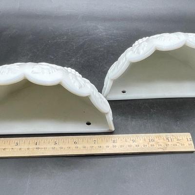 Pair of Westmoreland Wall Sconces Milk Glass with grape bunch decorations