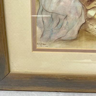 R.C. Gorman Art Print 'Corn Grinder' Signed Dated Framed Matted Navajo Art
