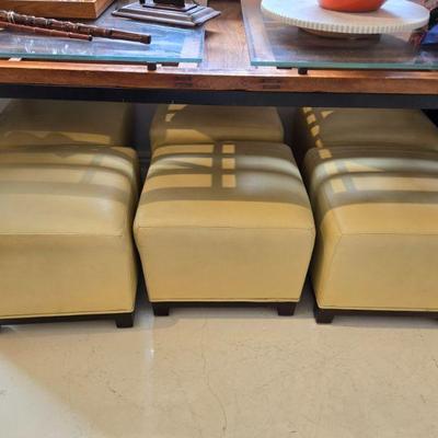Buttercup ottomans 6- custom leather french seamed - selling as pairs or set