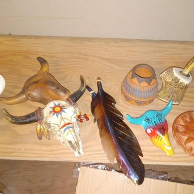 Artist signed native American pottery etc