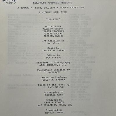 Paramount Pictures The Keep unsigned production info.