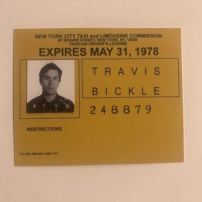 Taxi Driver Travis Bickle drivers license ID prop