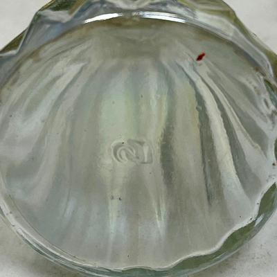 Vintage Iridescent Perfume Bottle with stopper and Avon Cut glass Jar with gold tone lid