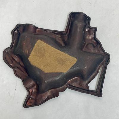 Vintage Texas State Shaped Souvenir Copper Ashtray