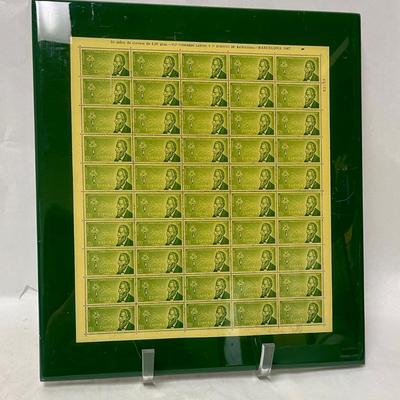 Lacquered Sheet of Stamps Espana Spain Radiology Congress Barcelona Europa