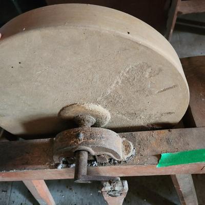 Vintage Stone Grinding Stone Wheel 16" Tested Working