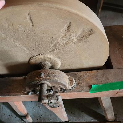 Vintage Stone Grinding Stone Wheel 16" Tested Working