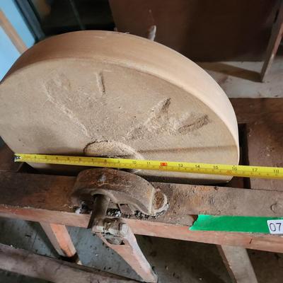 Vintage Stone Grinding Stone Wheel 16" Tested Working