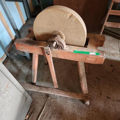 Vintage Stone Grinding Stone Wheel 16" Tested Working