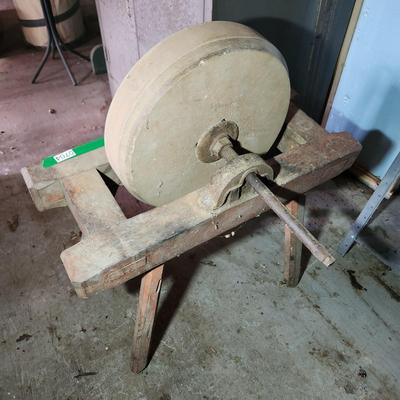 Vintage Stone Grinding Stone Wheel 16" Tested Working