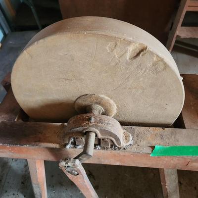 Vintage Stone Grinding Stone Wheel 16" Tested Working