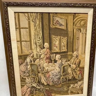 Vintage Tapestry Victorian Parlor Scene Print