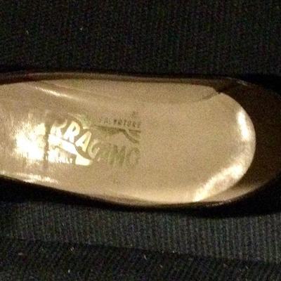 Black leather high heel made by Salvador Feragamo size 7AAAA