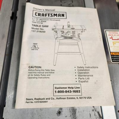 Craftsman 10" Table Saw 2.7 HP 5,000 RPM
