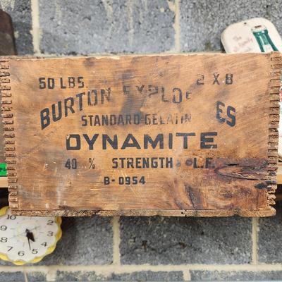 Burton Explosives Chemicals Dynamite Wood Wooden Crate