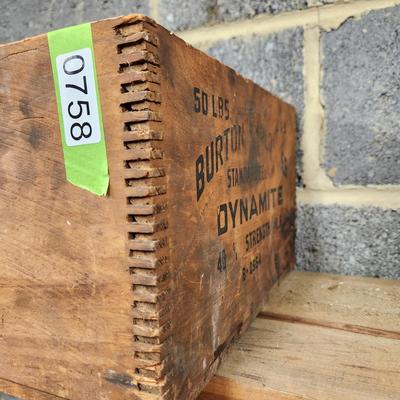 Burton Explosives Chemicals Dynamite Wood Wooden Crate