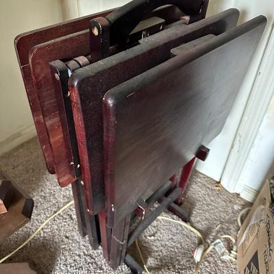 Wood TV Tray Set