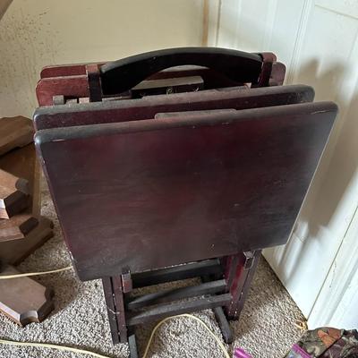 Wood TV Tray Set
