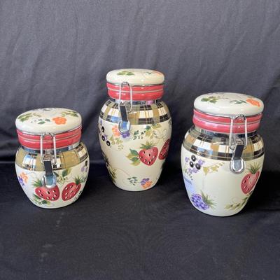 Lot 196 Strawberry Plaid Canister set