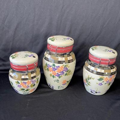 Lot 196 Strawberry Plaid Canister set