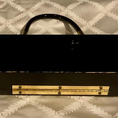 Black owl purse with mirror made by Enid Collins
