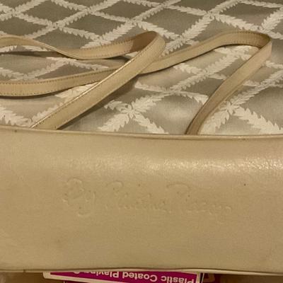 Vintage Palomo Picasso designer handbag tan with brass accents