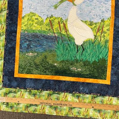 Handmade Small Quilt won 1st place Shasta County Fair in 2002 Crane with Fish in Mouth