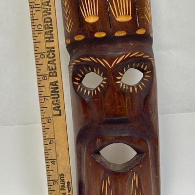 Carved Wood Mask long and skinny Tiki God