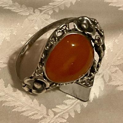 Silver and amber bracelet